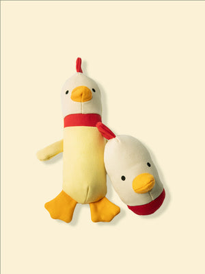 clucky Plush set, chicken plush toy for dogs  with additional head, plush toys for soft chewers & puppies, safe chew toys