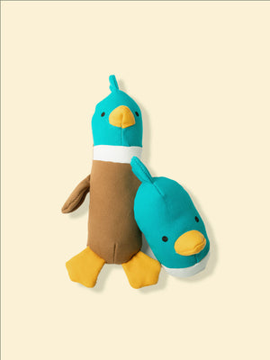 quacker Plush set, duck plush toy for dogs with additional head, plush toys for soft chewers & puppies, safe chew toys